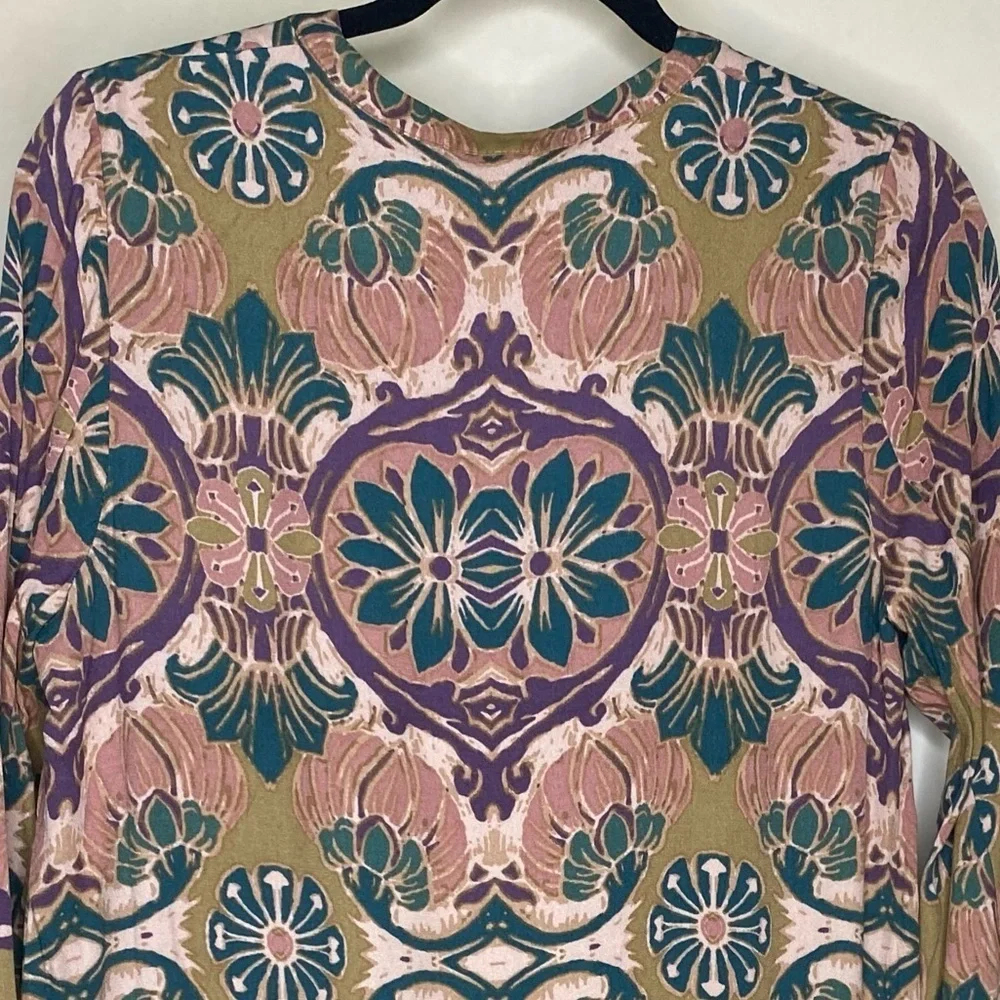 Free People NWOT Boho Green Long Sleeve Oversized Tunic Sz XS - Picture 4 of 8